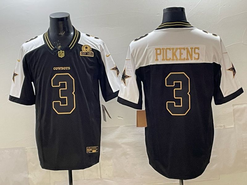 Men 2026 Dallas Cowboys #3 Pickens Black Gold 6th generations Nike Limited NFL Jersey style 06